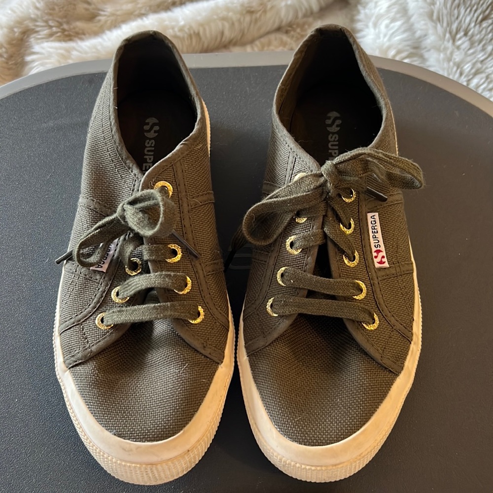 Superga Camo Green Cotu Lace Up Sneakers